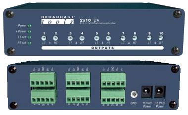 Broadcast Tools 2×10 DA 立体声分配放大器