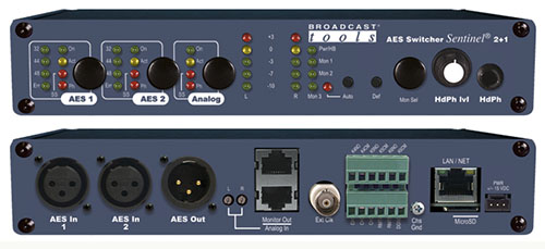 Broadcast Tools AES Switcher Sentinel® 2+1 切换器